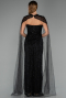 Robe de Soirée Longue Perlé Noir ABU5483
