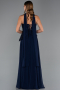 Robe de Soirée Longue Mousseline Bleu Marine ABU5486