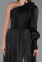 Robe de Soirée Longue Mousseline Noir ABU5489