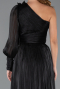 Robe de Soirée Longue Mousseline Noir ABU5489