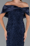 Robe De Soirée Midi Perlé Bleu Marine ABK2461