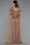 Robe de Soirée Longue Perlé Cuivre ABU5497