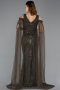Robe de Soirée Longue Perlé Kaki ABU5497