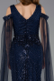Robe de Soirée Longue Perlé Bleu Marine ABU5497
