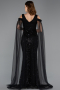 Robe de Soirée Longue Perlé Noir ABU5497