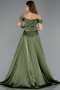 Robe de Soirée Longue Satin Kaki ABU5507