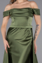 Robe de Soirée Longue Satin Kaki ABU5507