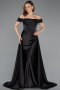 Robe de Soirée Longue Satin Noir ABU5507