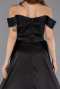 Robe de Soirée Longue Satin Noir ABU5507