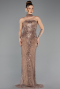 Robe de Soirée Longue Perlé Cuivre ABU5438
