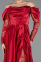 Robe De Soirée Satin Longue Rouge ABU5054