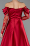 Robe De Soirée Satin Longue Rouge ABU5054