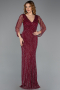 Robe de Soirée Longue Pierreux Rouge Bordeaux ABU5475