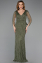 Robe de Soirée Longue Pierreux Kaki ABU5475