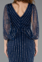 Robe de Soirée Longue Pierreux Bleu Marine ABU5475