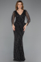 Robe de Soirée Longue Pierreux Noir ABU5475