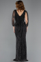 Robe de Soirée Longue Pierreux Noir ABU5475