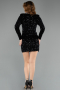 Tenue de Soirée Mini Velours à Paillettes Noir ABK2477