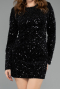 Tenue de Soirée Mini Velours à Paillettes Noir ABK2477