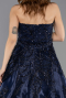 Robe de Soirée Longue Perlé Bleu Marine ABU5511