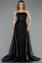 Robe de Soirée Longue Perlé Noir ABU5511