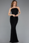 Robe de Soirée Longue Dantelle Noir ABU5510