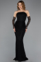Robe de Soirée Longue Dantelle Noir ABU5510