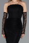Robe de Soirée Longue Dantelle Noir ABU5510