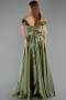 Robe de Soirée Longue Satin Kaki ABU5530