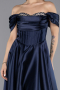 Robe de Soirée Longue Satin Bleu Marine ABU5530
