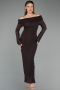 Robe De Soirée Midi Dantelle Brun ABK2488