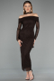 Robe de Cérémonie Midi Pierreux Brun ABK2491