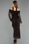 Robe de Cérémonie Midi Pierreux Brun ABK2491