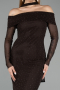 Robe de Cérémonie Midi Pierreux Brun ABK2491