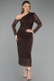 Robe de Cérémonie Midi Pierreux Brun ABK2493