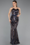 Robe de Soirée Longue Bleu Marine ABU5537
