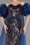 Robe de Soirée Longue Bleu Marine ABU5537
