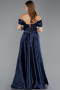 Robe de Soirée Longue Satin Bleu Marine ABU5530
