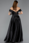 Robe de Soirée Longue Satin Noir ABU5530