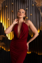 Robe De Soirée Midi Rouge Bordeaux ABK2495