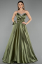 Robe de Soirée Longue Satin Kaki ABU5541