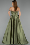 Robe de Soirée Longue Satin Kaki ABU5541