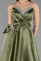 Robe de Soirée Longue Satin Kaki ABU5541