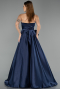 Robe de Soirée Longue Satin Bleu Marine ABU5541