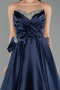 Robe de Soirée Longue Satin Bleu Marine ABU5541