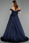 Robe de Soirée Longue Perlé Bleu Marine ABU5542
