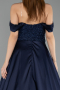 Robe de Soirée Longue Perlé Bleu Marine ABU5542