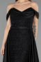 Robe de Soirée Longue Perlé Noir ABU5542