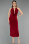 Robe De Soirée Midi Rouge Bordeaux ABK2495