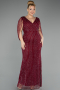 Robe de Soirée Grande Taille Longue Pierreux Rouge Bordeaux ABU5478